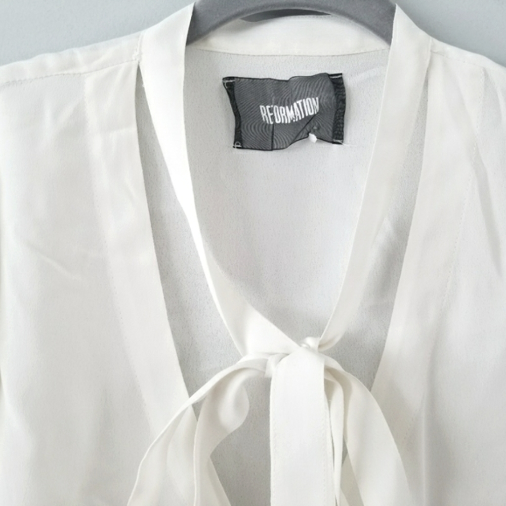Reformation Button Down Bow Blouse - image 4